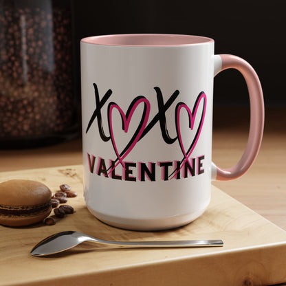 XOXO Valentine Accent Coffee Mug — 11oz & 15oz
