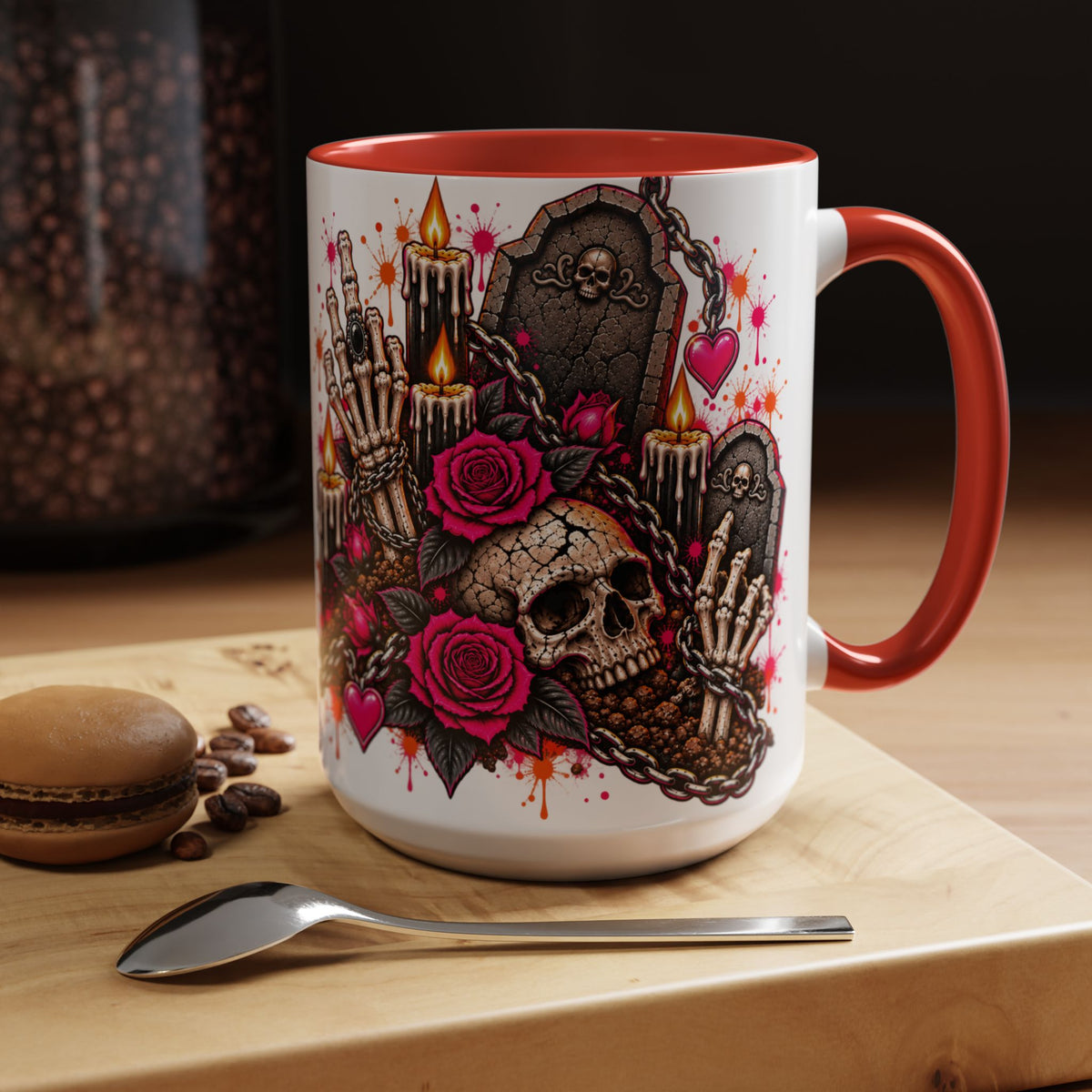 Dirt & Defiance Coffee Mug | Gothic Skull & Coffin Ceramic Mug by Subbin4Sanity
