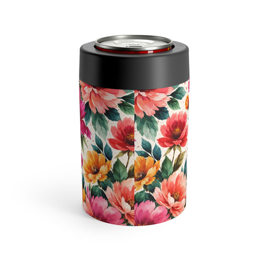 Electric Wildflower Garden Pattern – Splatter Bloom Collection – 12oz Insulated Stainless Steel Koozie