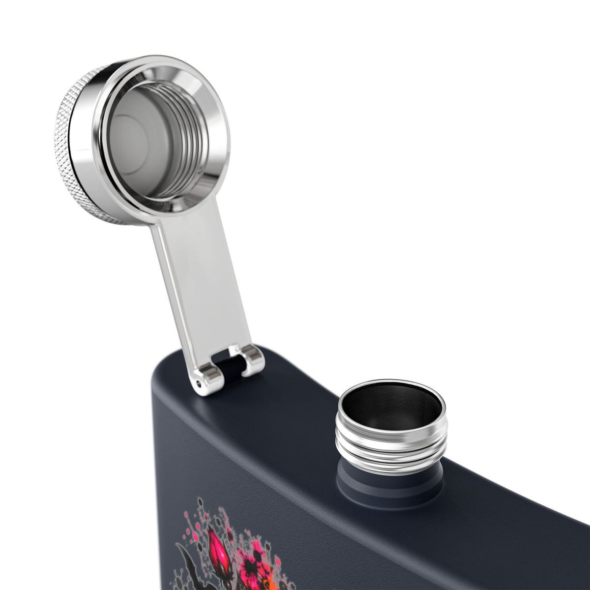 Deadly Blooms 6oz Stainless Steel Flask | Gothic Floral Skull Drinking Flask by Subbin4Sanity