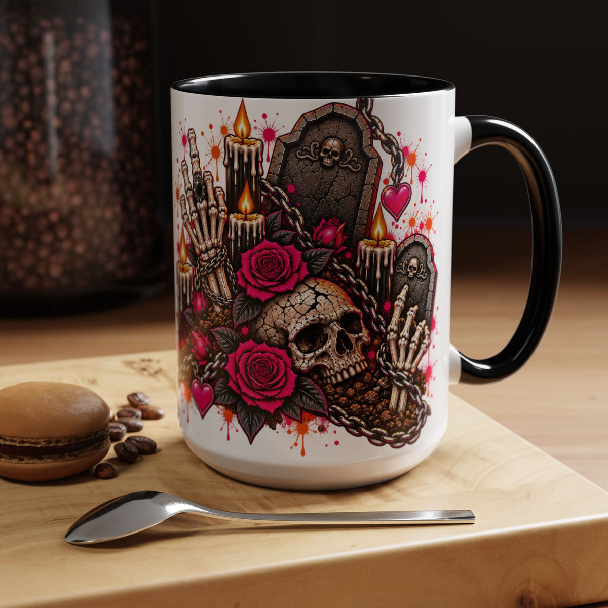 Dirt & Defiance Coffee Mug | Gothic Skull & Coffin Ceramic Mug by Subbin4Sanity
