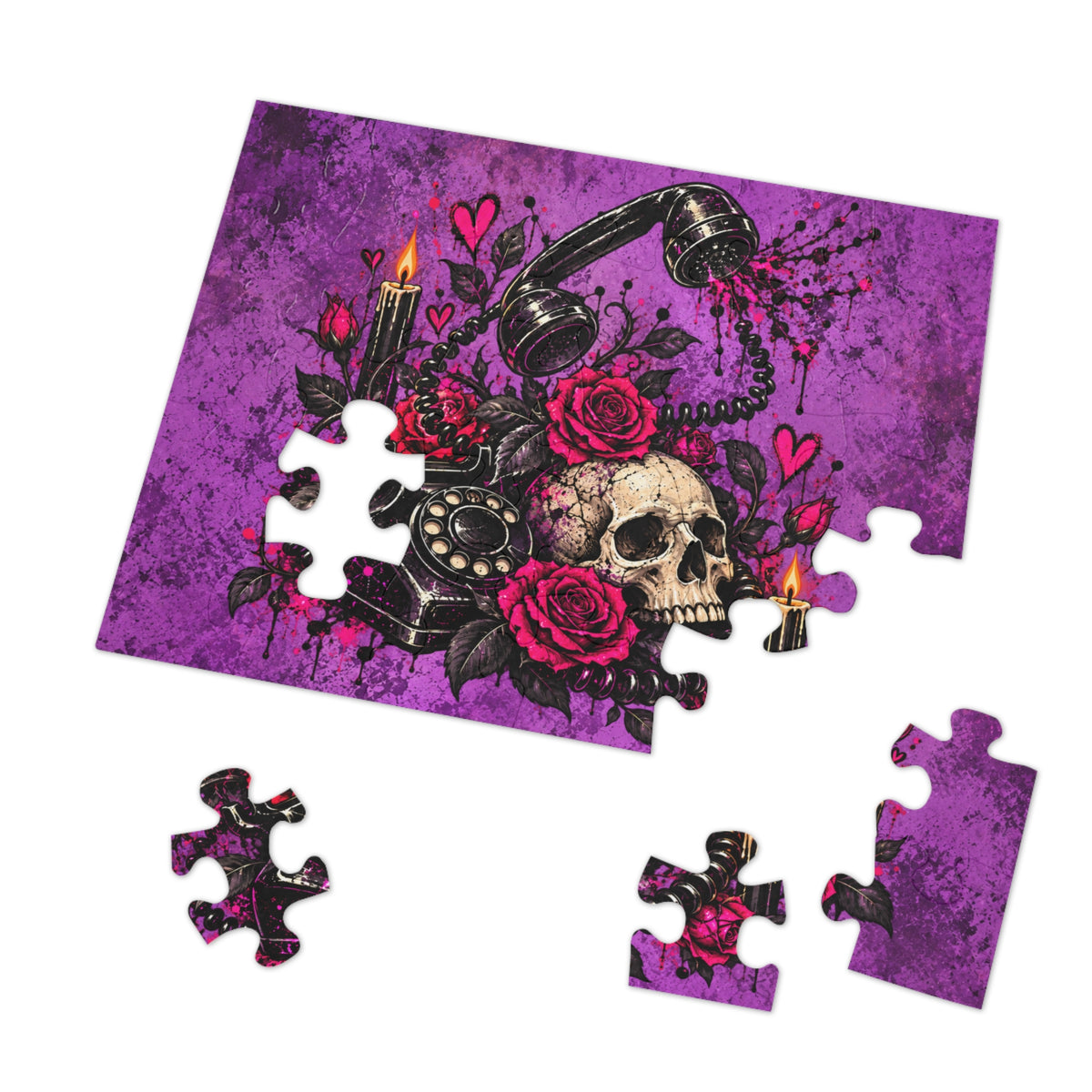 Karma’s Calling Halloween Jigsaw Puzzle | Gothic Skull Statement Puzzle by Subbin4Sanity