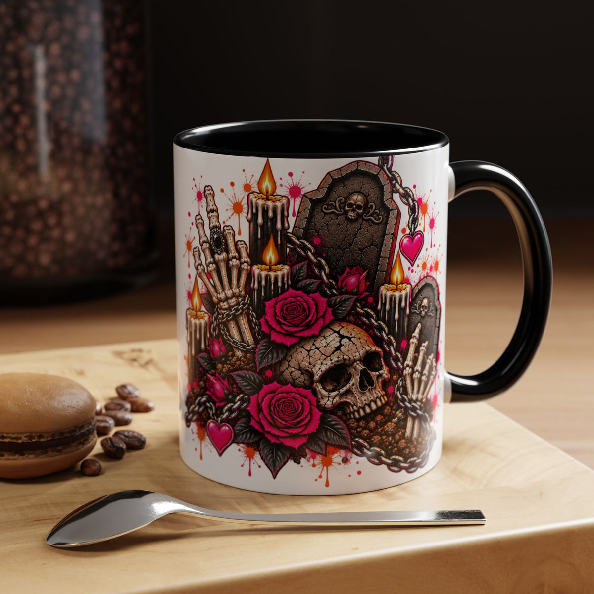 Dirt & Defiance Coffee Mug | Gothic Skull & Coffin Ceramic Mug by Subbin4Sanity