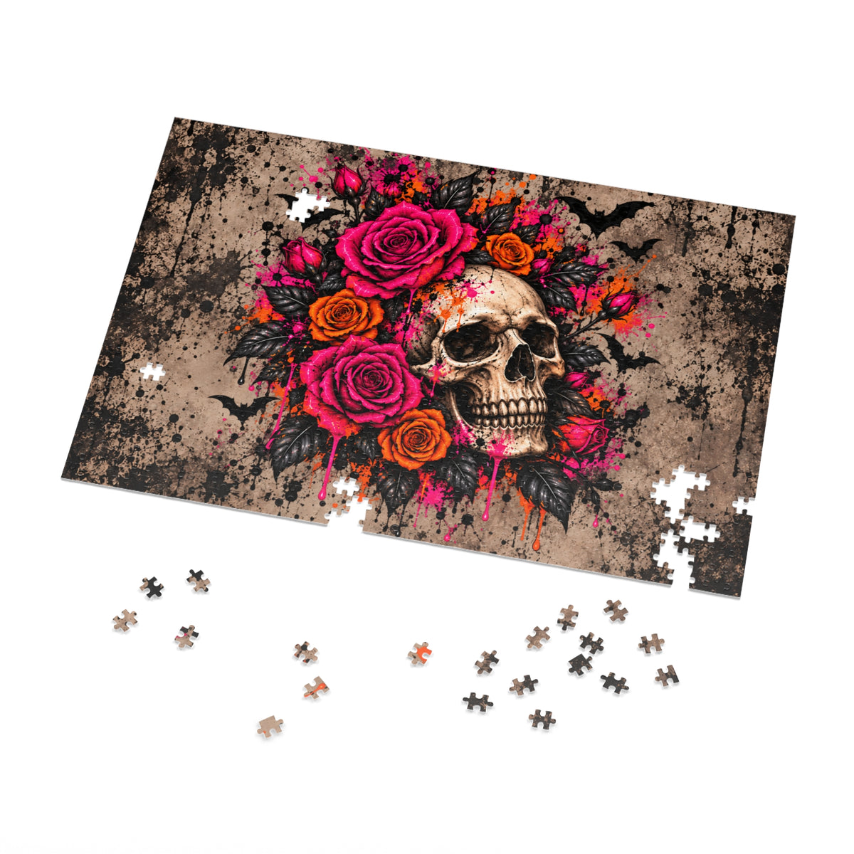 Deadly Blooms Halloween Jigsaw Puzzle | Gothic Floral Skull Puzzle by Subbin4Sanity