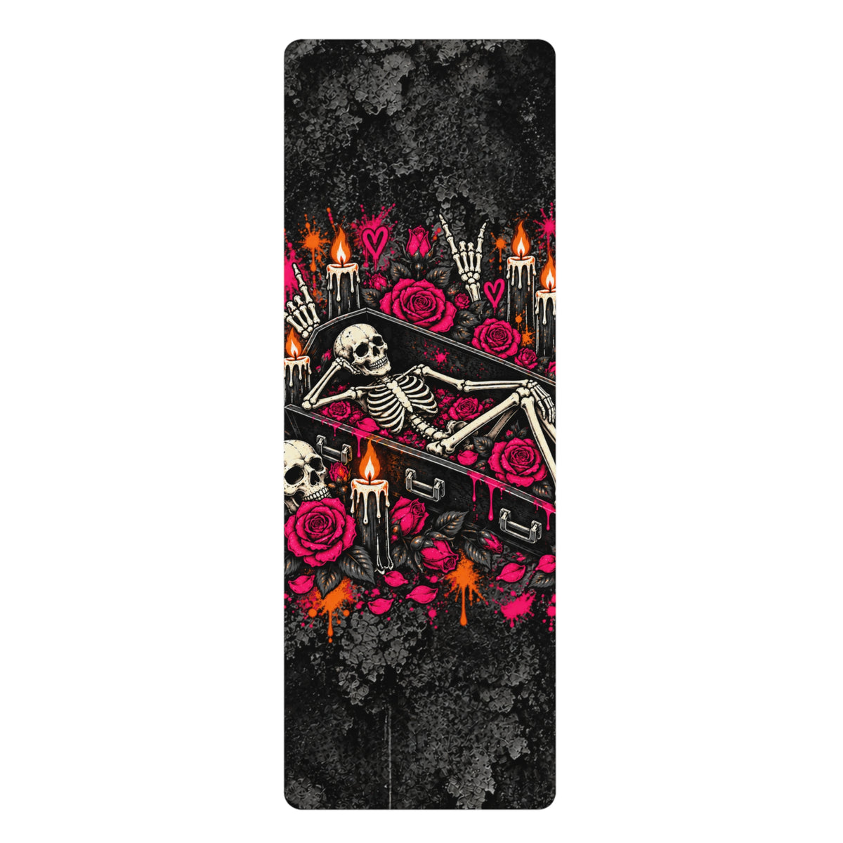 Dead & Unbothered Rubber Yoga Mat | Gothic Skeleton Workout Mat by Subbin4Sanity