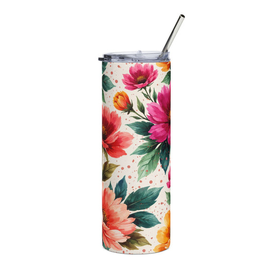 Electric Wildflower Garden Pattern – Splatter Bloom Collection — 20oz Stainless Steel Tumbler