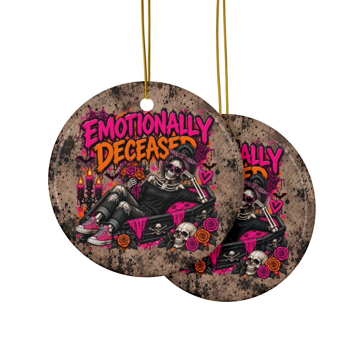 Emotionally Deceased Ceramic Ornament | Gothic Halloween Ornament & Holiday Gift Tag by Subbin4Sanity