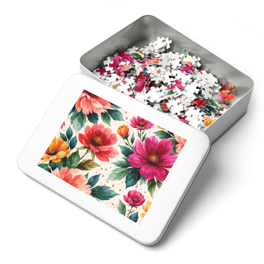 Electric Wildflower Garden Pattern – Puzzle & Tin Storage Box