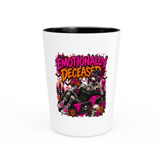 Emotionally Deceased Shot Glass | Dark Humor Gothic Drinking Glass by Subbin4Sanity