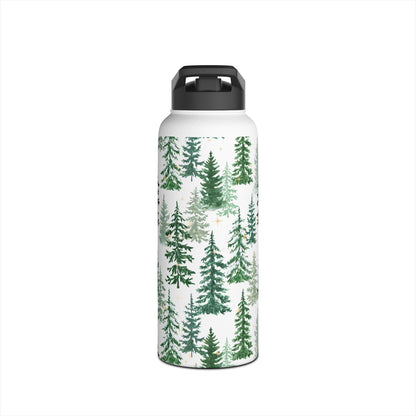 Merry Christmas Y'all Stainless Steel Water Bottle — Christmas Tree Design