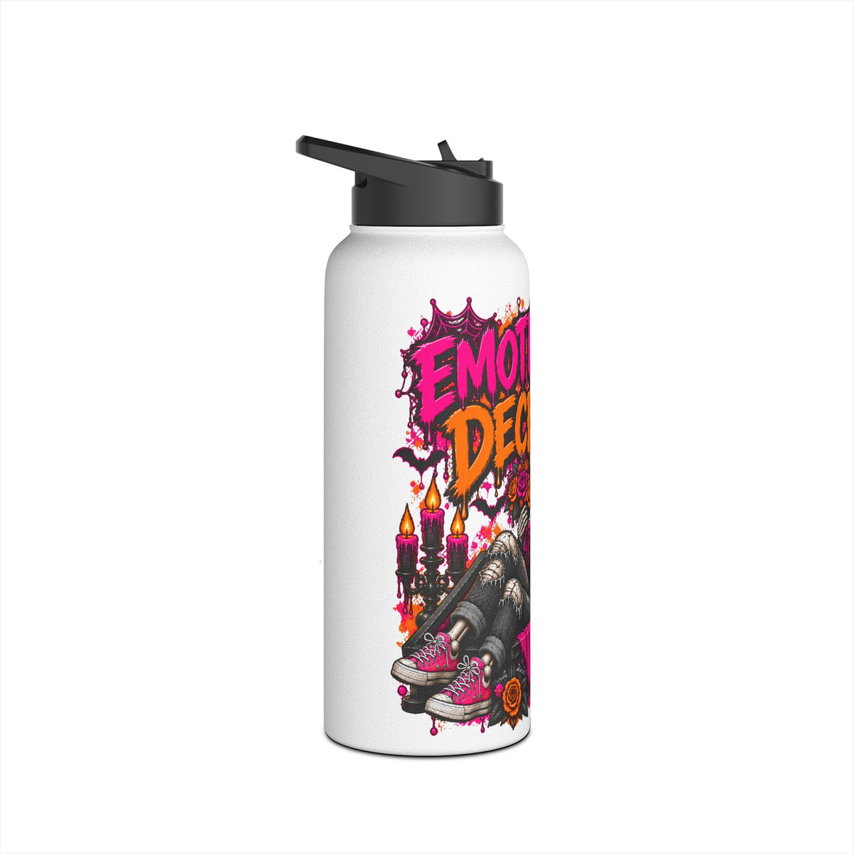 Emotionally Deceased Stainless Steel Water Bottle | Sarcastic Gothic Insulated Bottle by Subbin4Sanity