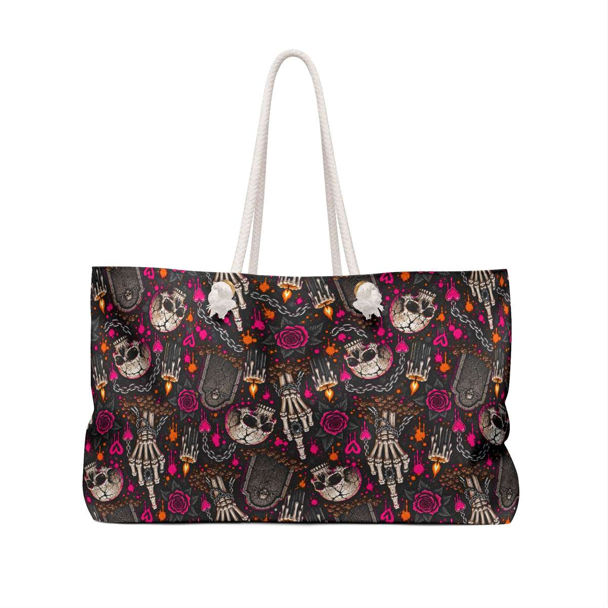 Dirt & Defiance Weekender Bag | Skull & Rose Halloween Travel Tote by Subbin4Sanity