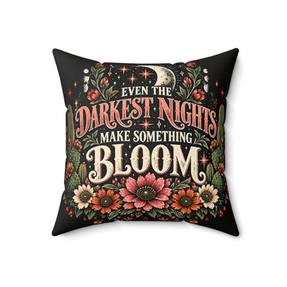 Even The Darkest Nights Make Something Bloom + Crescent Blooms Double-Sided Pillowcase & Insert | Celestial Boho Halloween Decor by Subbin4Sanity