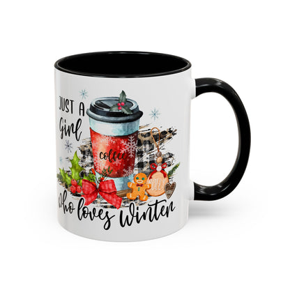 Christmas Coffee Mug, 11oz, "Just a girl who loves winter!"