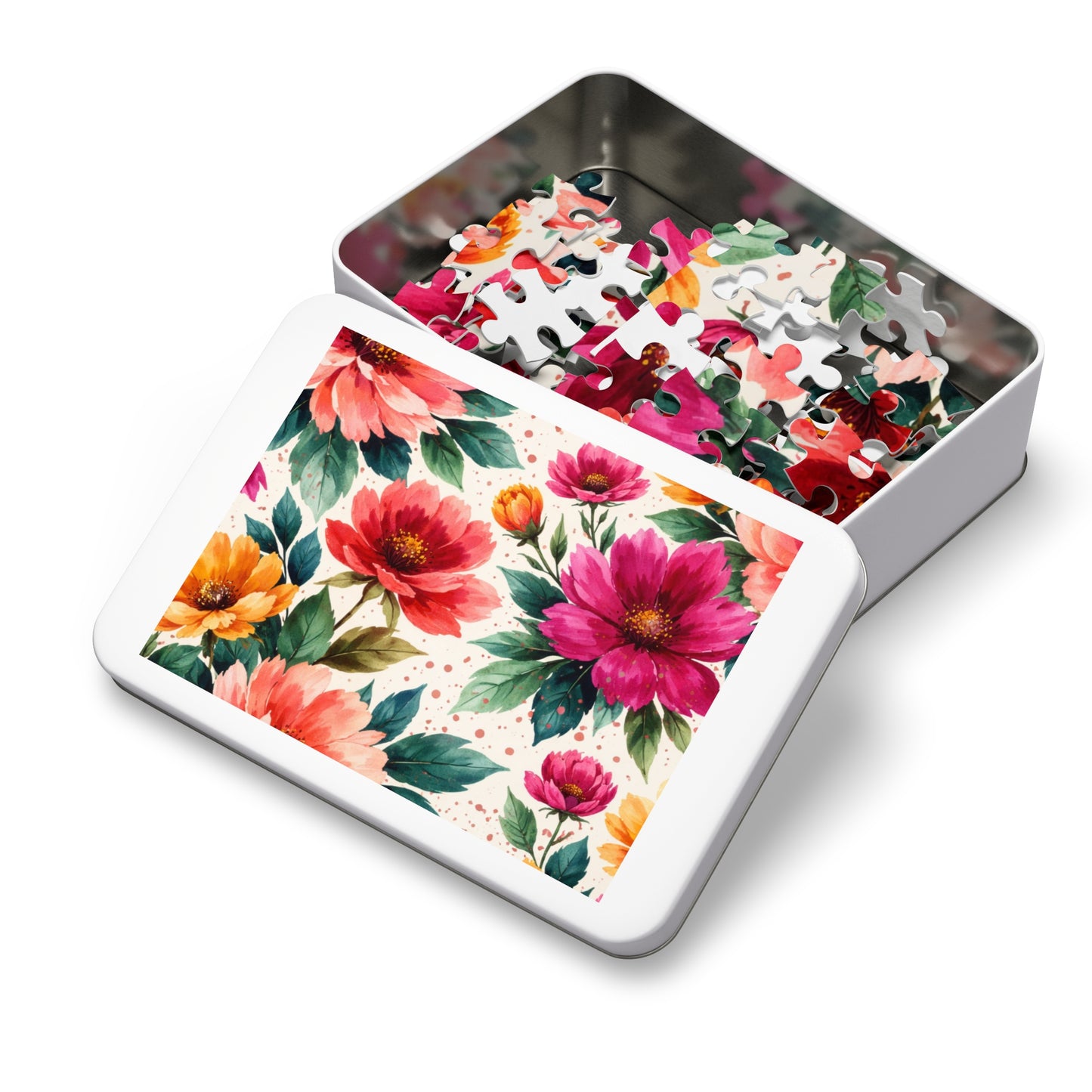 Electric Wildflower Garden Pattern – Puzzle & Tin Storage Box