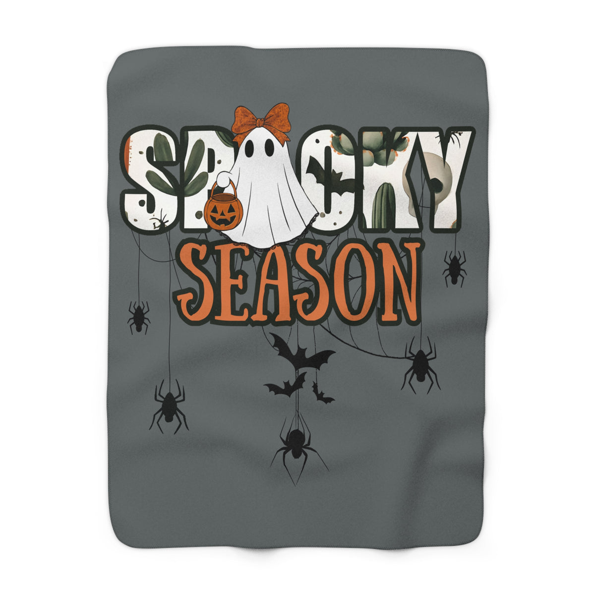 Spooky Season Sherpa Fleece Blanket | Boho Halloween Throw by Subbin4Sanity