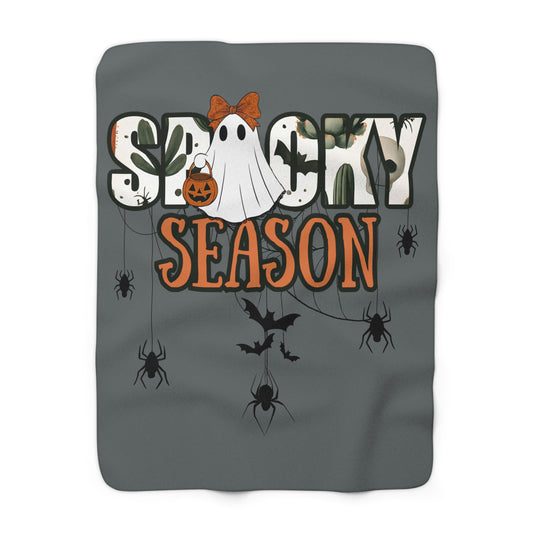 Spooky Season Sherpa Fleece Blanket | Boho Halloween Throw by Subbin4Sanity