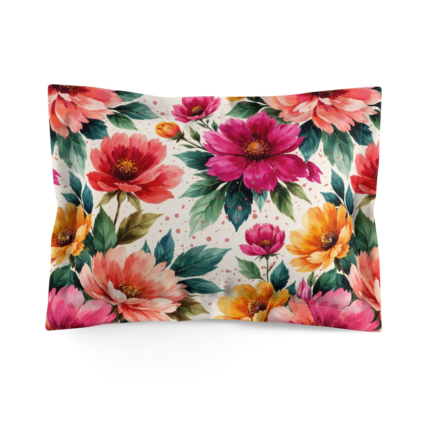 Electric Wildflower Garden Pattern – Splatter Bloom Collection – Decorative Pillowcase Sham