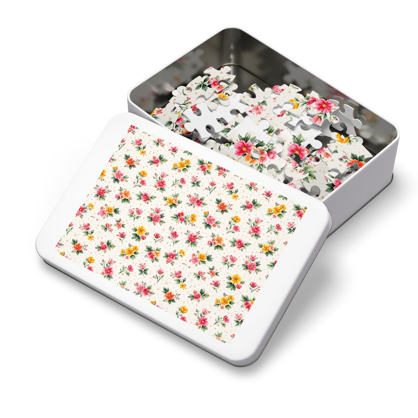 Wildflower Sprinkle Pattern – Splatter Bloom Collection – Puzzle & Tin Storage Box