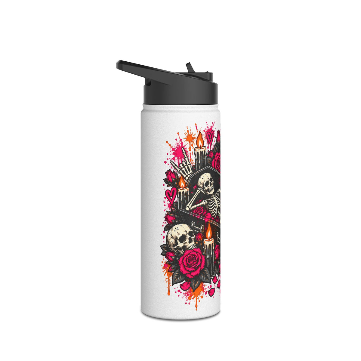 Dead & Unbothered Stainless Steel Water Bottle | Gothic Skeleton Insulated Bottle by Subbin4Sanity