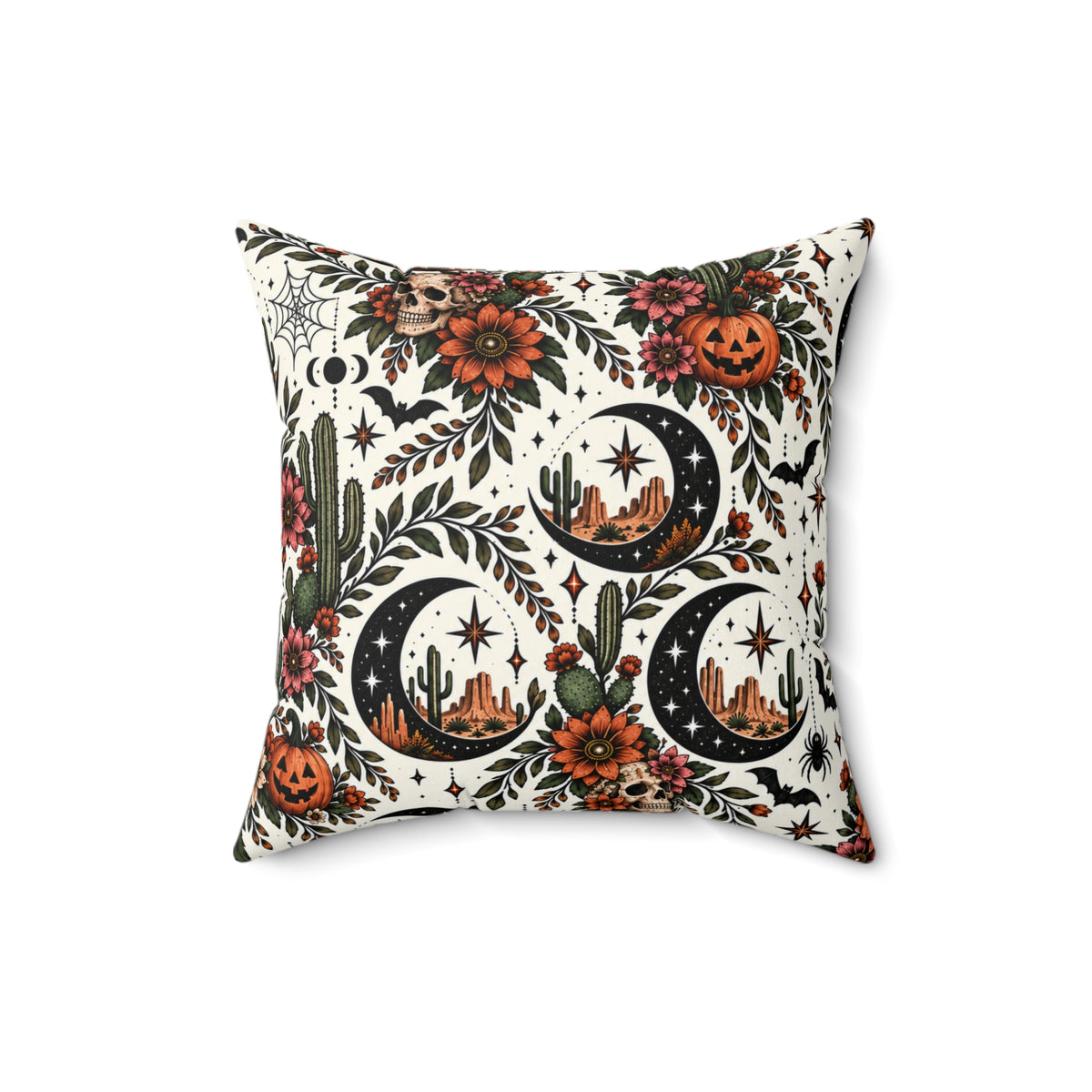 Some Flowers Need Sunlight, I Bloom After Dark + Crescent Blooms Double-Sided Pillowcase & Insert | Boho Halloween Throw Pillow by Subbin4Sanity