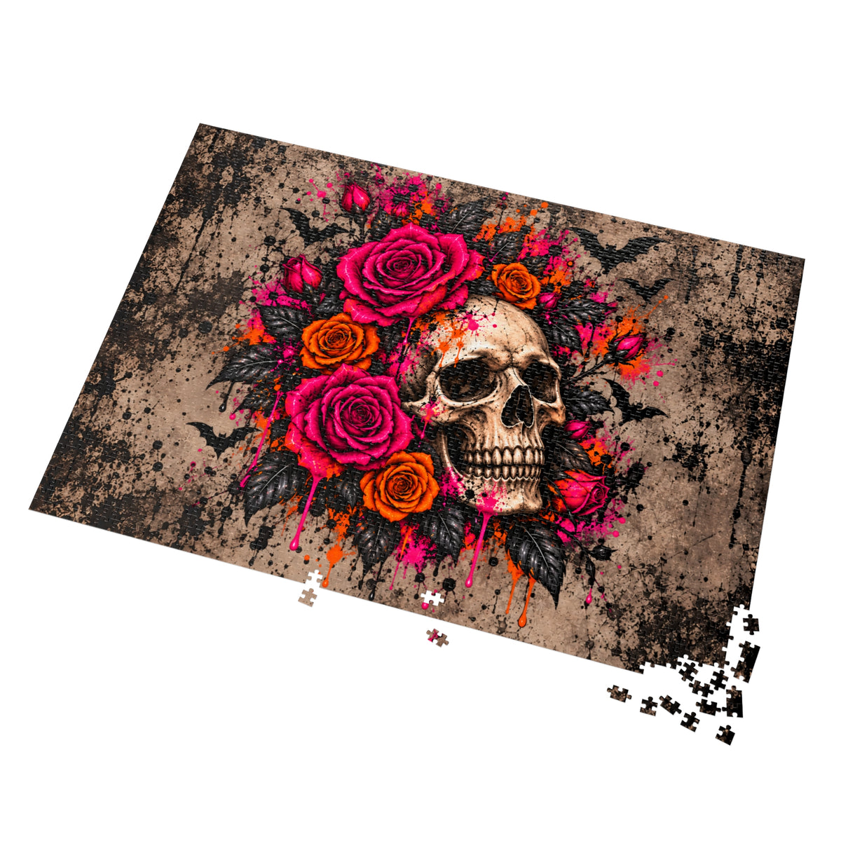Deadly Blooms Halloween Jigsaw Puzzle | Gothic Floral Skull Puzzle by Subbin4Sanity