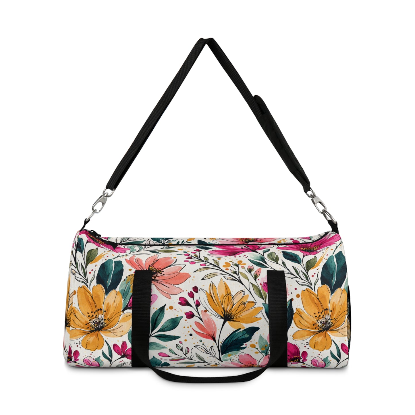 Modern Botanical Wildflower Pattern – Splatter Bloom Collection – Weekend Duffel Travel Bag