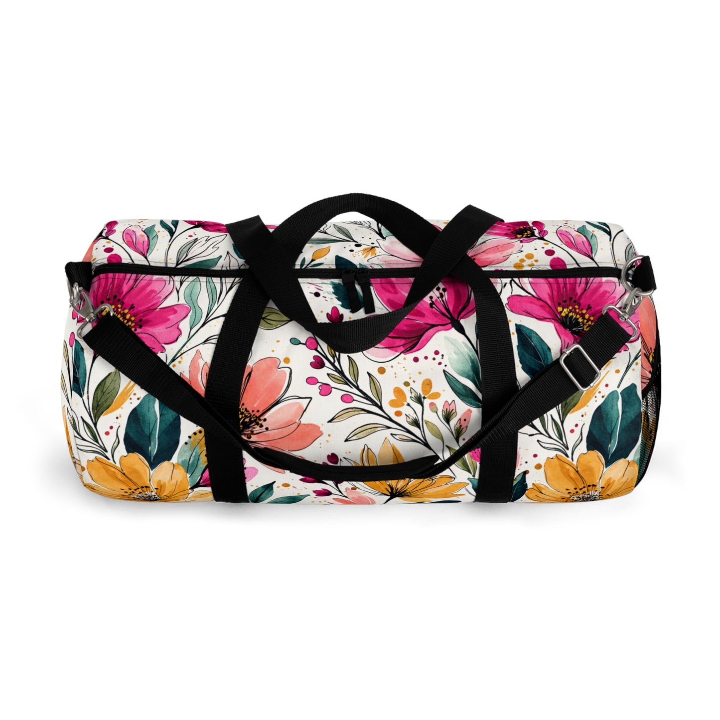 Modern Botanical Wildflower Pattern – Splatter Bloom Collection – Weekend Duffel Travel Bag