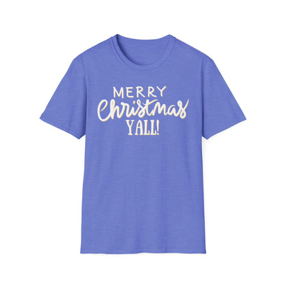 Merry Christmas Y’all Text Graphic T-Shirt | Southern Holiday Tee by Subbin4Sanity