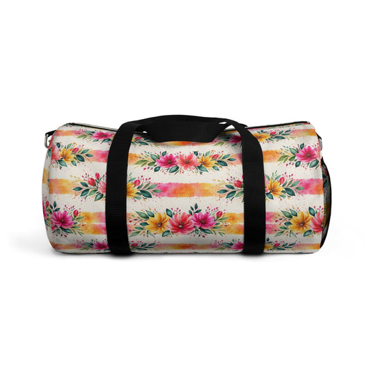Wildflower Garden Stripe Pattern – Splatter Bloom Collection – Duffel Travel Bag