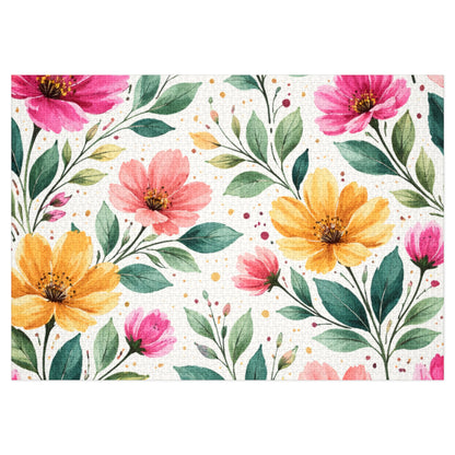 Watercolor Wildflower Garden Pattern – Splatter Bloom Collection – Puzzle & Tin Storage Box