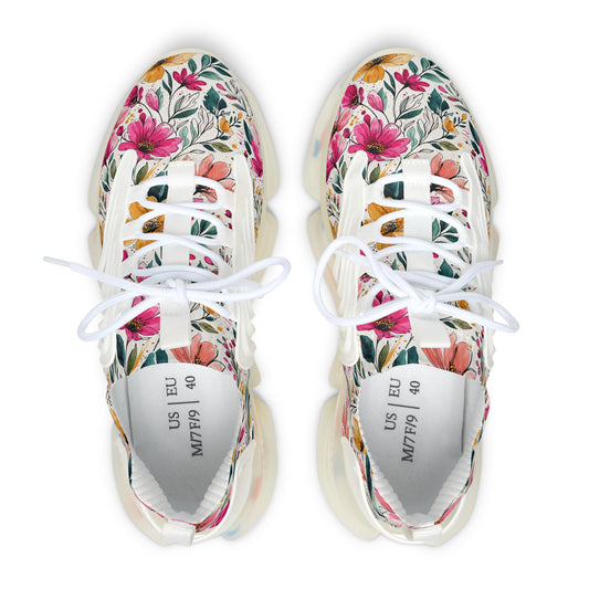 Modern Botanical Wildflower Pattern – Splatter Bloom Collection — Lightweight Women's Breathable Athletic Mesh Sneakers