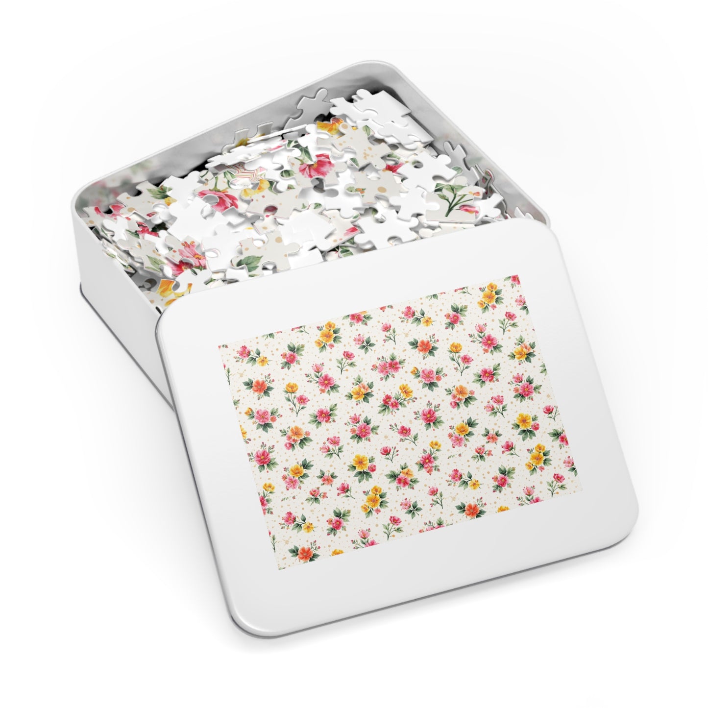 Wildflower Sprinkle Pattern – Splatter Bloom Collection – Puzzle & Tin Storage Box