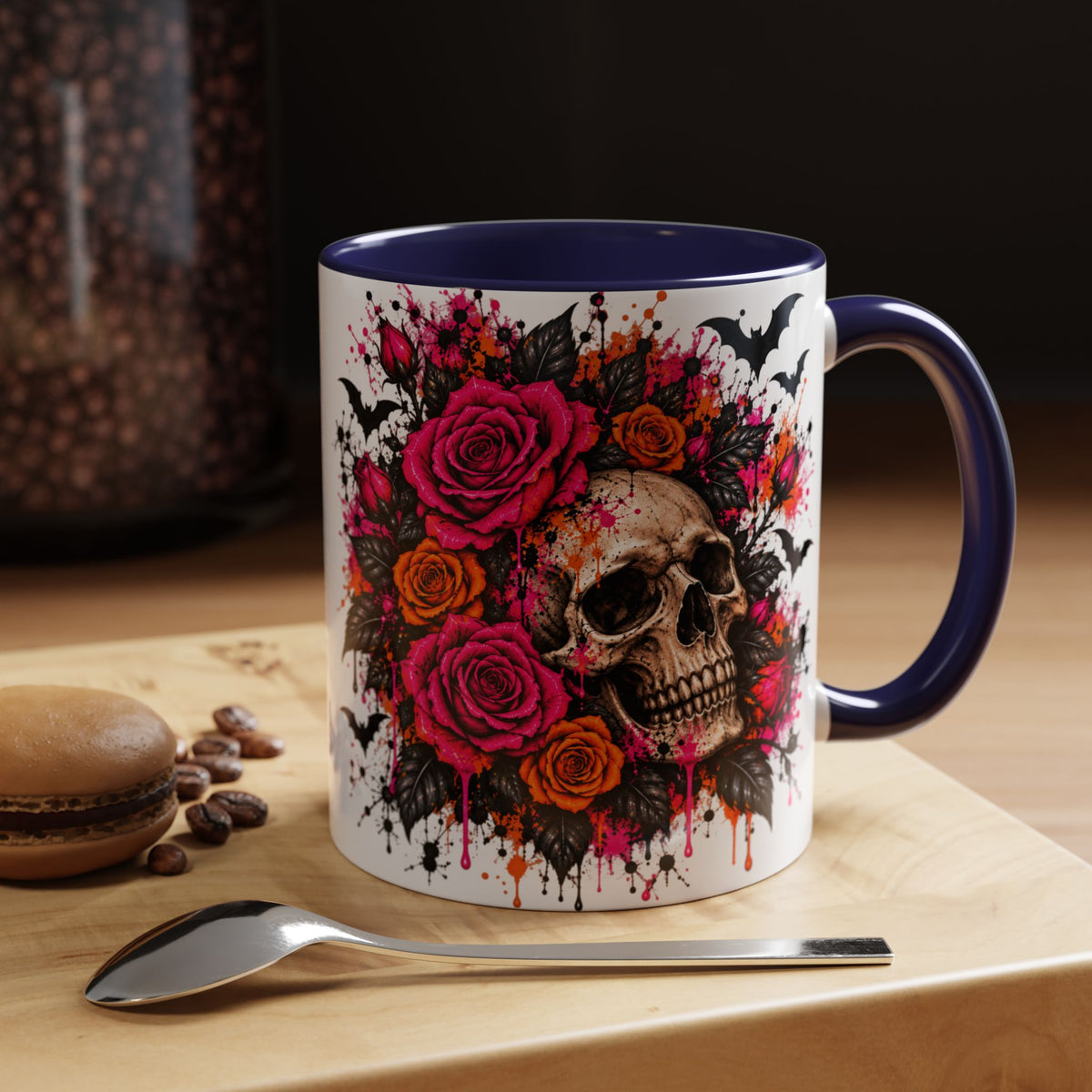 Deadly Blooms Coffee Mug | Gothic Floral Skull Ceramic Mug by Subbin4Sanity