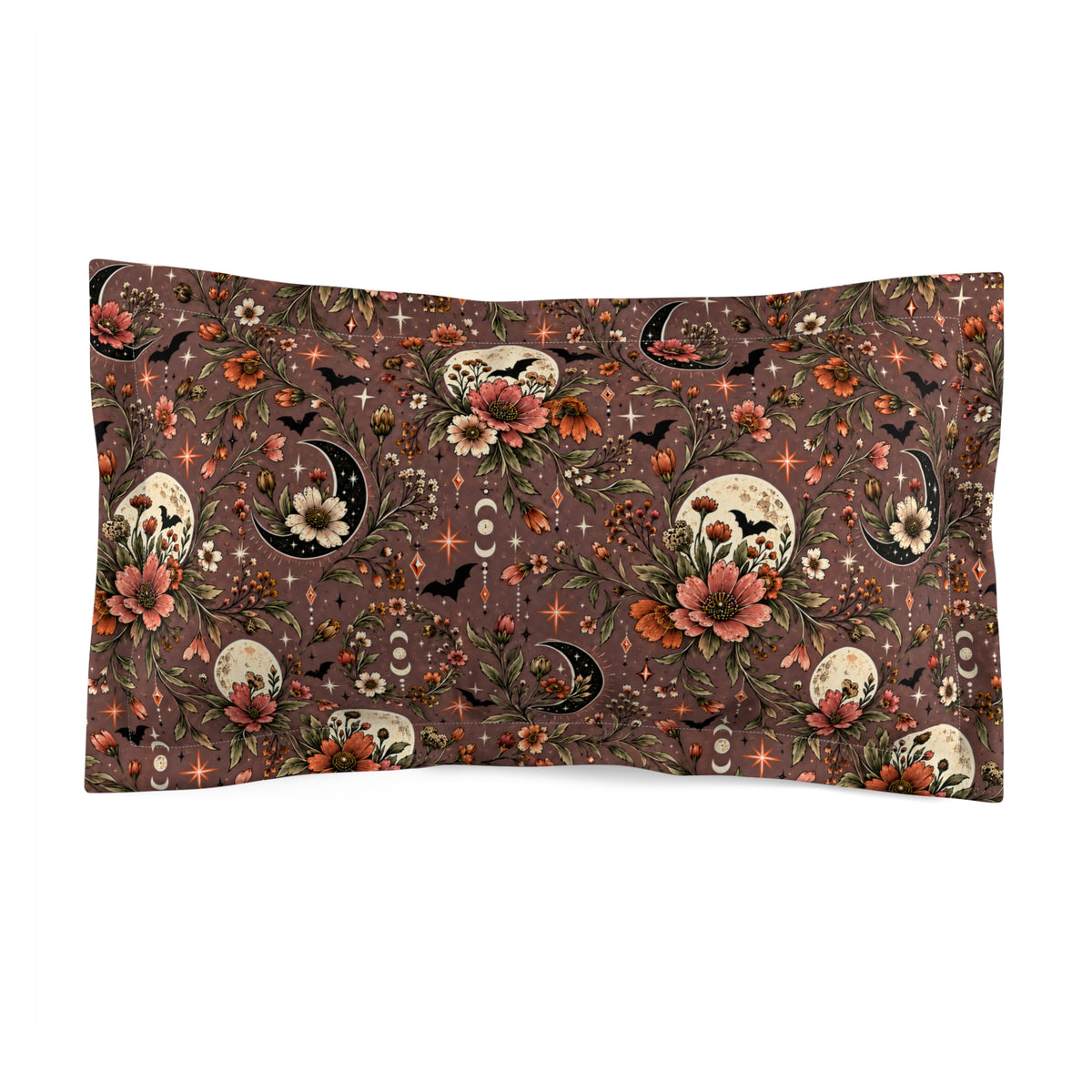 Midnight Wildflowers Pillow Sham | Boho Celestial Floral Halloween Bedding by Subbin4Sanity