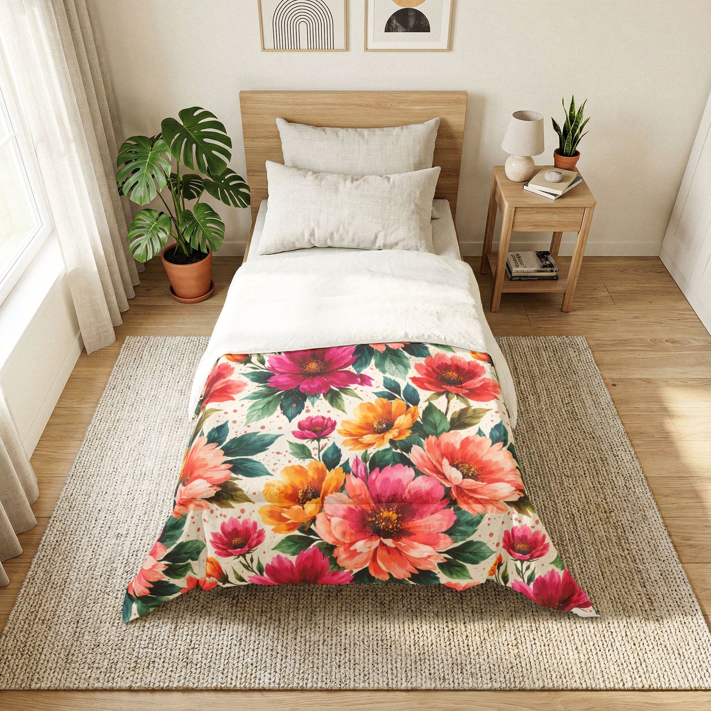 Electric Wildflower Garden Pattern – Splatter Bloom Collection – Comforter
