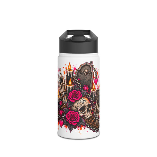 Dirt & Defiance Stainless Steel Water Bottle | Gothic Skull & Coffin Insulated Bottle by Subbin4Sanity