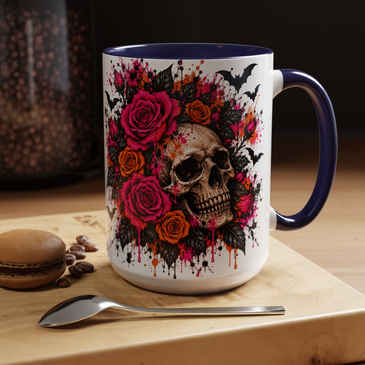 Deadly Blooms Coffee Mug | Gothic Floral Skull Ceramic Mug by Subbin4Sanity