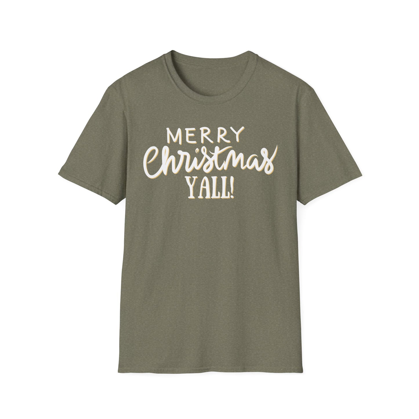Merry Christmas Y’all Text Graphic T-Shirt | Southern Holiday Tee by Subbin4Sanity