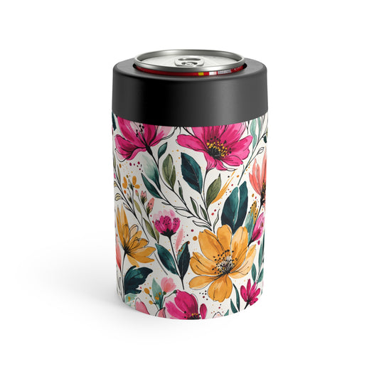 Modern Botanical Wildflower Pattern – Splatter Bloom Collection – 12oz Insulated Stainless Steel Koozie