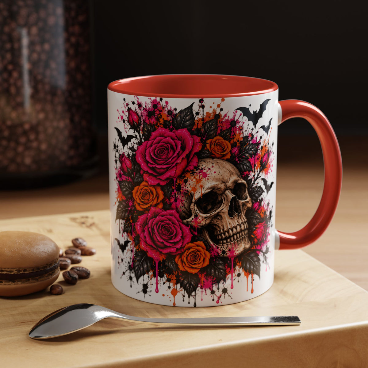 Deadly Blooms Coffee Mug | Gothic Floral Skull Ceramic Mug by Subbin4Sanity
