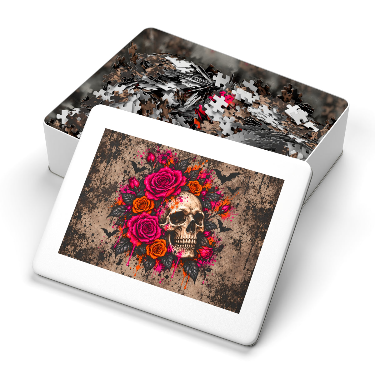 Deadly Blooms Halloween Jigsaw Puzzle | Gothic Floral Skull Puzzle by Subbin4Sanity