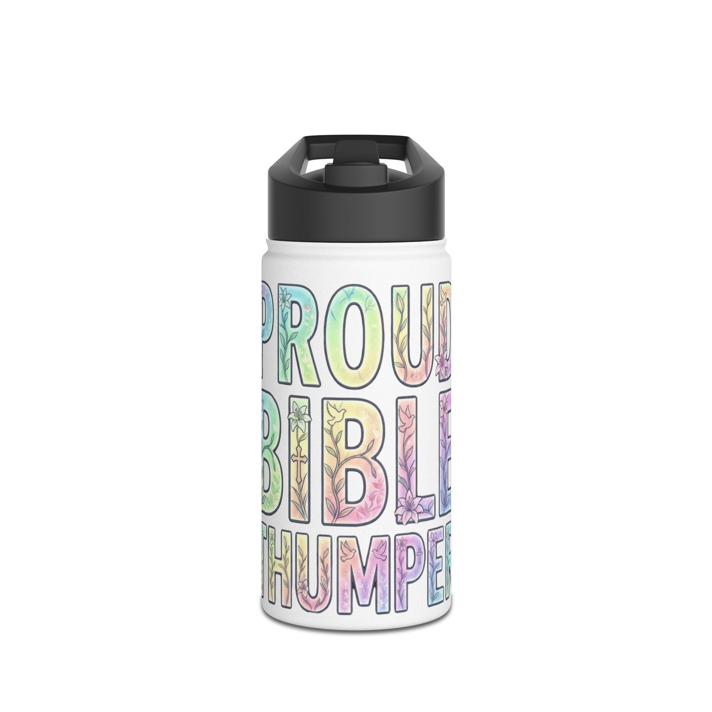 Proud Bible Thumper Pastel Rainbow Easter Faith Stainless Steel Water Bottle