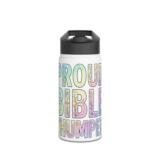 Proud Bible Thumper Pastel Rainbow Easter Faith Stainless Steel Water Bottle