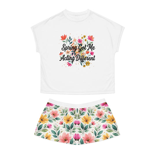 "Spring Got Me Acting Different" Women's Short Pajama Set
