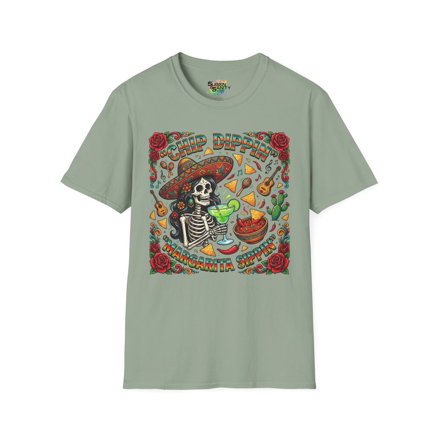 "Chip Dippin Margarita Sippin" (Circle) | Unisex Softstyle T-Shirt