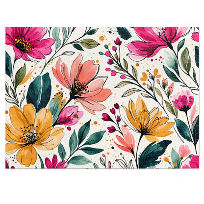 aModern Botanical Wildflower Pattern – Splatter Bloom Collection – Puzzle & Tin Storage Box