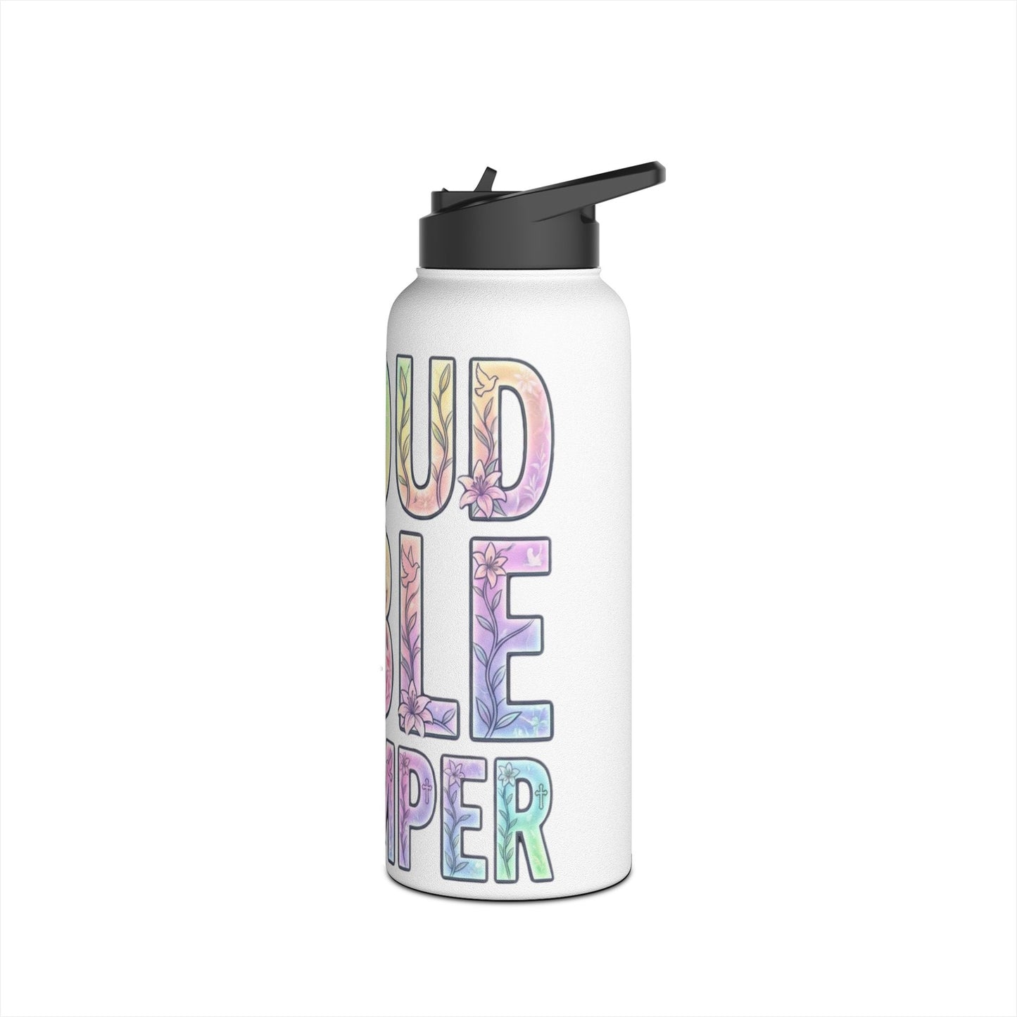 Proud Bible Thumper Pastel Rainbow Easter Faith Stainless Steel Water Bottle