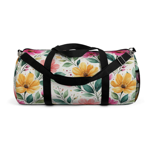 Watercolor Wildflower Garden Pattern – Splatter Bloom Collection – Duffel Travel Bag
