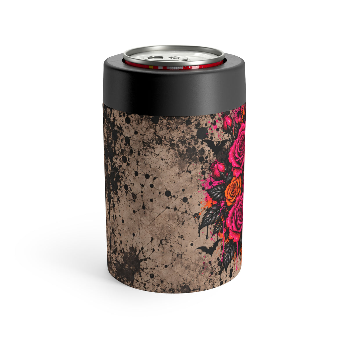 Deadly Blooms 12oz Insulated Stainless Steel Koozie | Gothic Floral Skull Can Cooler by Subbin4Sanity